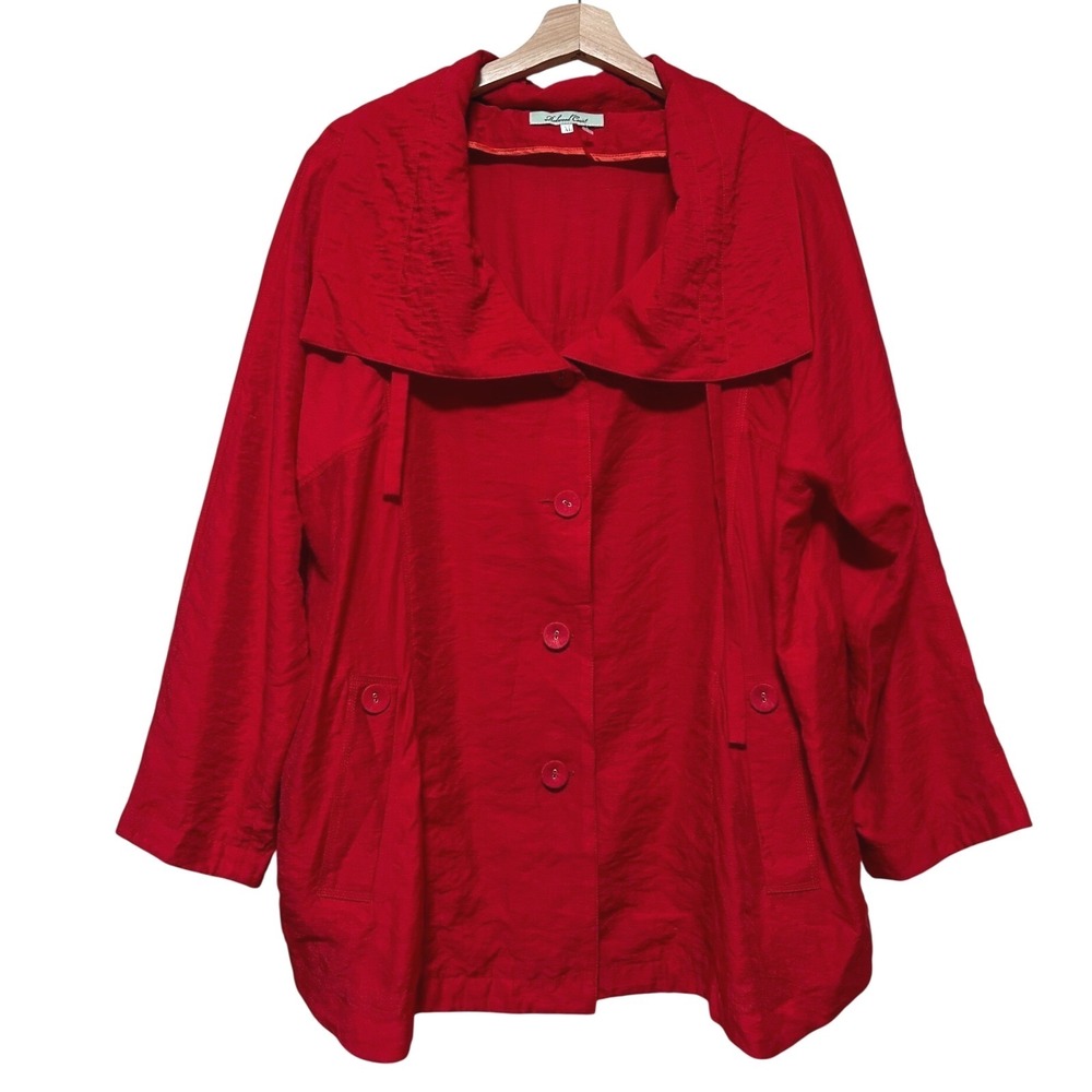 Redwood Court Size XL Red Jacket Silk Bamboo Rayon Jacket Lagenlook Regency Goth